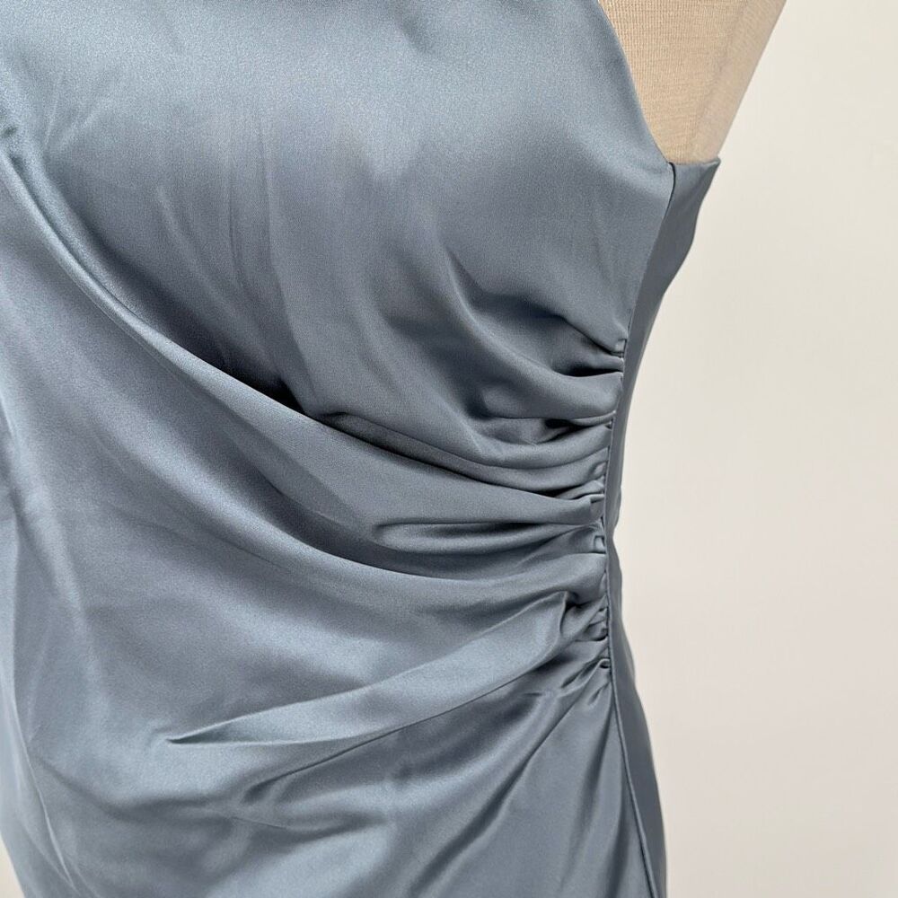 Revelry Jade Satin Charmeuse One -Shoulder Maxi Dress French‎ Blue 2 - Picture 9 of 15
